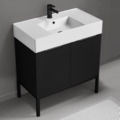 Modern Bathroom Vanity, Black, 32 inch, Free Standing